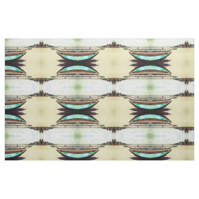 Boats on Tropical Beach Pattern Fabric (Fat Quarter)
