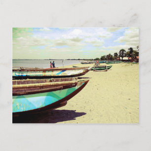 Boats on Tropical Beach Postcard