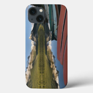 Boats parked on the lakeshore of Maligne Lake, iPhone 13 Case