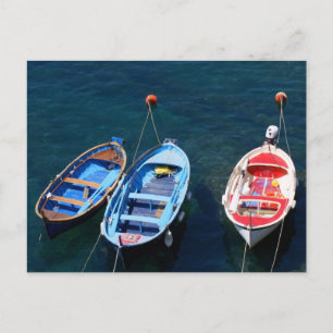 Boats Riomaggiore harbour Postcard