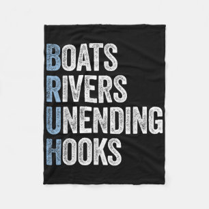 Boats Rivers Unending Hook Funny Fishing Gift Fish Fleece Blanket