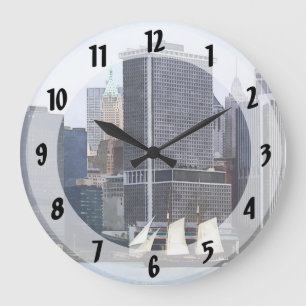 Boats - Schooner Against the Manhattan Skyline Large Clock