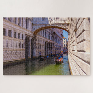 Boats under Bridge of Sighs, Venice, Italy Jigsaw Puzzle