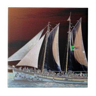 Boats under Sail Ceramic Tile