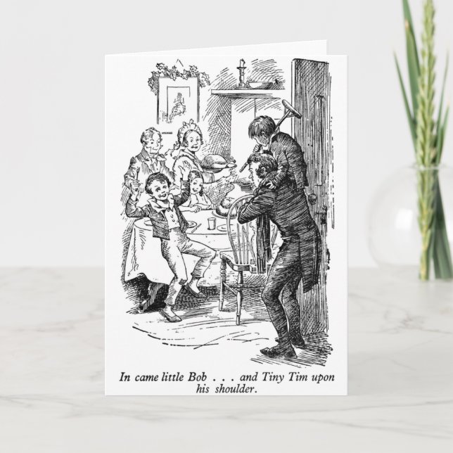 Bob and Tiny Tim (with text) Holiday Card (Front)