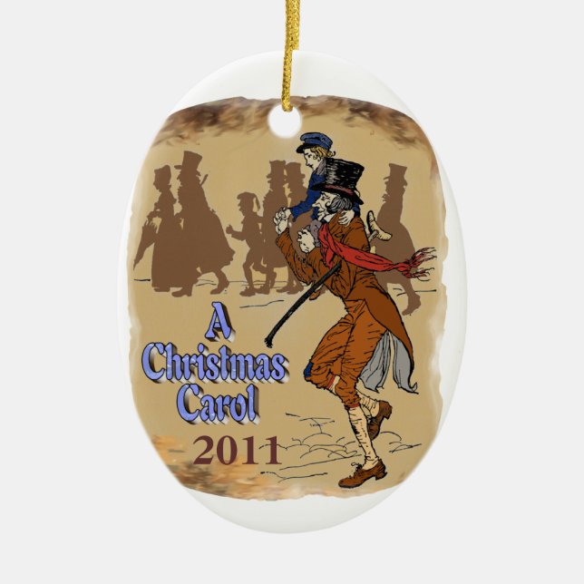 Bob Crachit and Tiny Tim Ceramic Tree Decoration (Front)