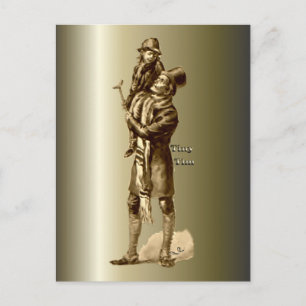 Bob Cratchit and Tiny Tim Christmas Carol Holiday Postcard