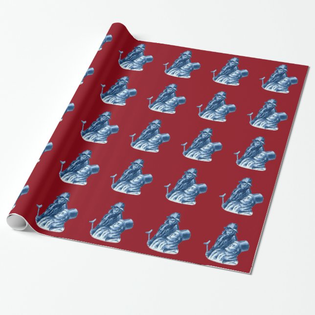 Bob Cratchit and Tiny Tim Christmas Carol Wrapping Paper (Unrolled)
