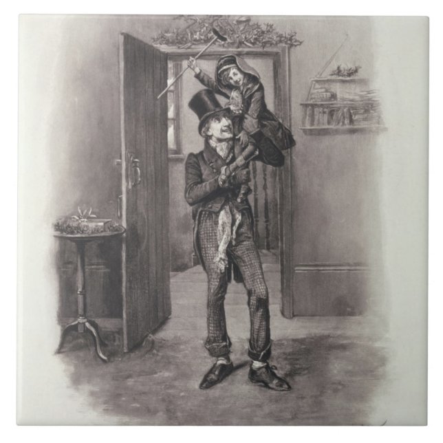 Bob Cratchit and Tiny Tim, from 'Charles Dickens: Tile (Front)