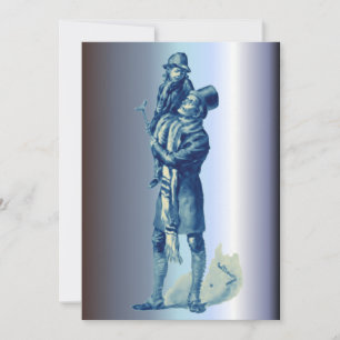 Bob Cratchit holding Tiny Tim Christmas Carol Holiday Card