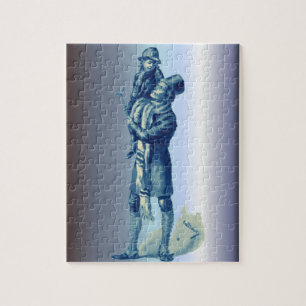 Bob Cratchit Holding Tiny Tim Christmas Carol Jigsaw Puzzle