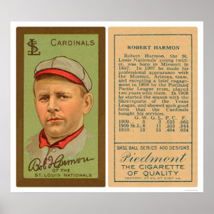 Bob Harmon Cardinals Baseball 1911 Poster