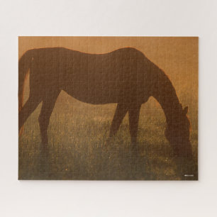 Bob Langrish Arab Grazing In The Mist Jigsaw Puzzle