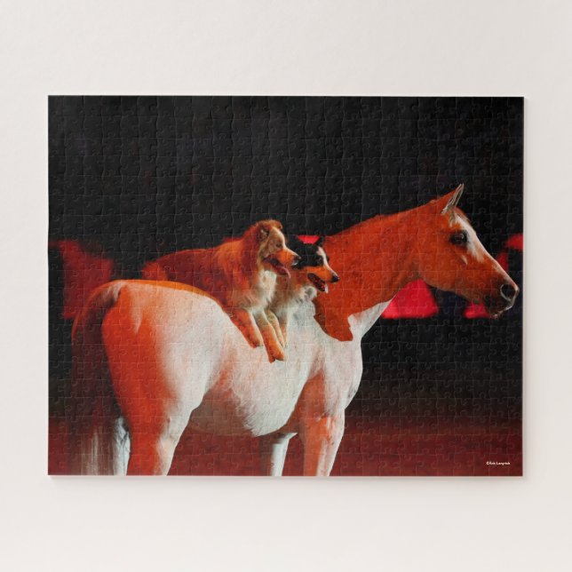 Bob Langrish | Arab Horse Standing With Dogs Jigsaw Puzzle (Horizontal)