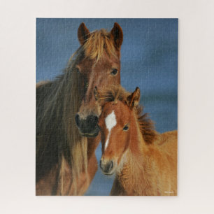 Bob Langrish Baker Pony Mare and Foal headshot Jigsaw Puzzle