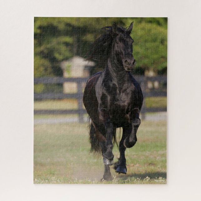 Bob Langrish | Black Friesian Mare Running Jigsaw Puzzle (Vertical)