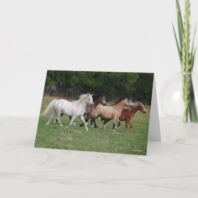 Bob Langrish | Four Ponies Running Together Card (Front)