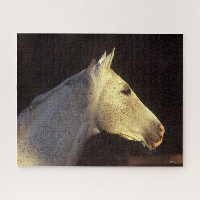 Bob Langrish | Grey Thoroughbred Stallion Headshot Jigsaw Puzzle (Horizontal)