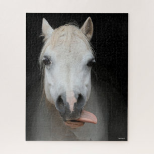 Bob Langrish Grey Welsh Pony Tongue Out Headshot Jigsaw Puzzle