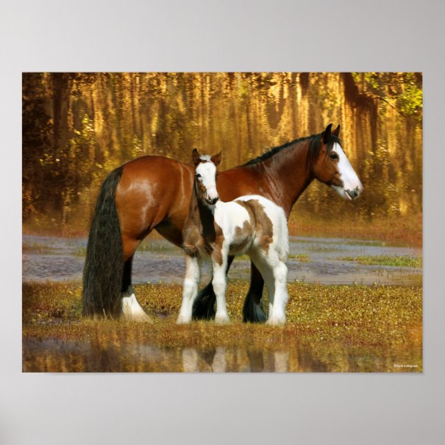 Bob Langrish | Gypsy Vanner Mare and Foal Fantasy Poster (Front)