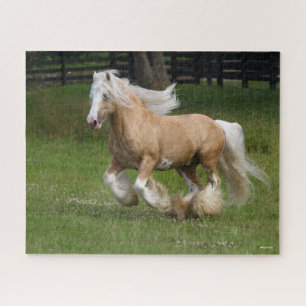 Bob Langrish   Palomino Gypsy Vanner Horse Running Jigsaw Puzzle