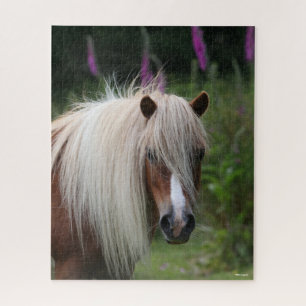 Bob Langrish Shetland Pony headshot With Flowers Jigsaw Puzzle
