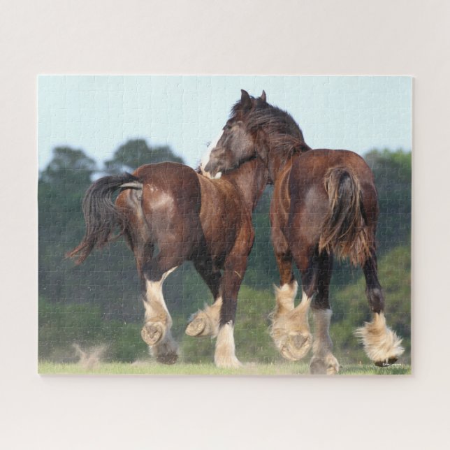 Bob Langrish | Shire Horses Running Rear View Jigsaw Puzzle (Horizontal)