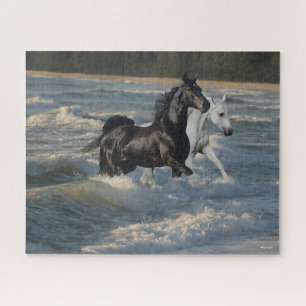 Bob Langrish Two Arab Horses Walking In The Sea Jigsaw Puzzle