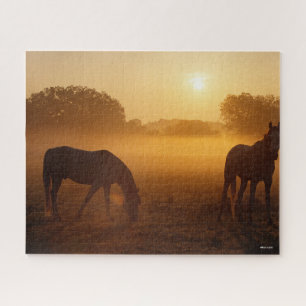 Bob Langrish Two Arabs Standing In Mist At Sunrise Jigsaw Puzzle