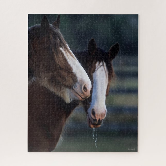 Bob Langrish | Two Clydesdale Horses Headshot Jigsaw Puzzle (Vertical)