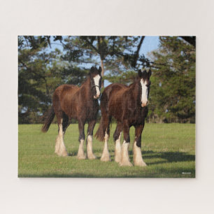 Bob Langrish Two Shire Horse Youngsters Standing Jigsaw Puzzle