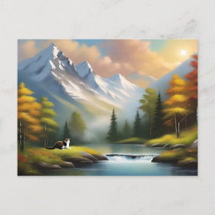 Bob Ross Style Cat Postcard