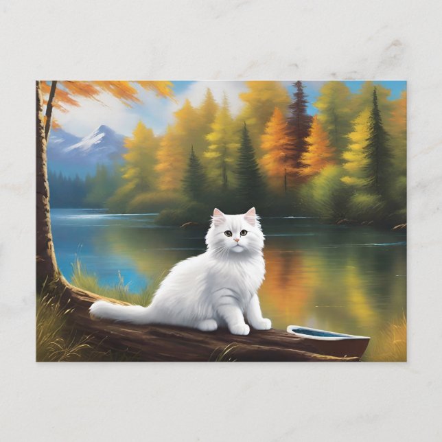 Bob Ross Style Cat Postcard (Front)