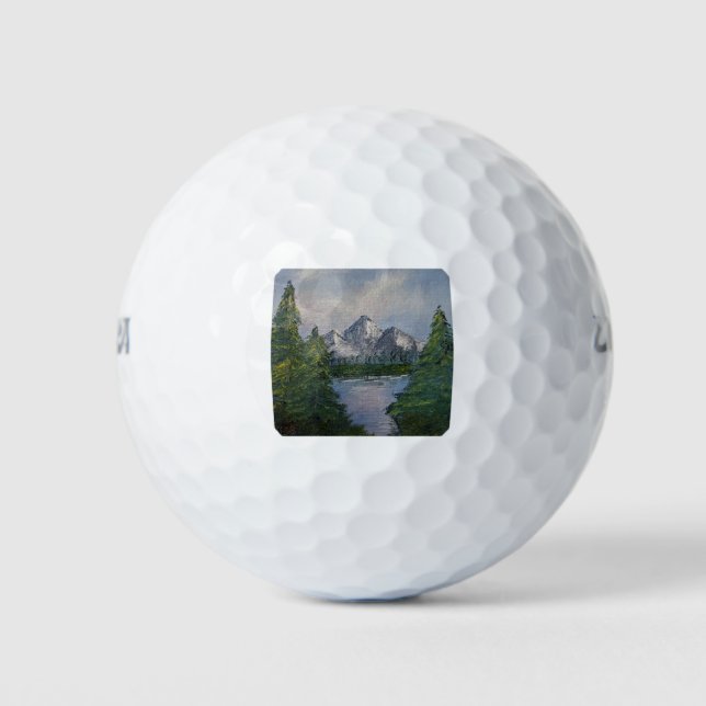 Bob Ross Style Painting #2 Golf Balls (Front)