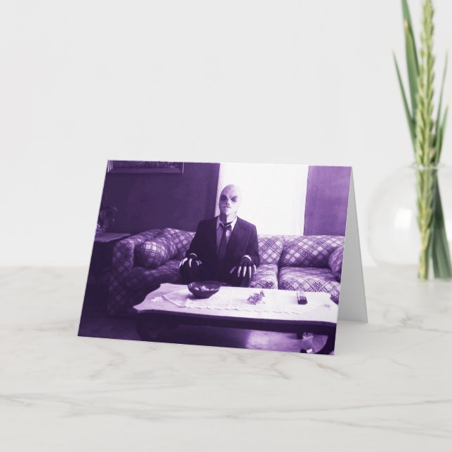 Bob the Alien Watching TV Card (Front)