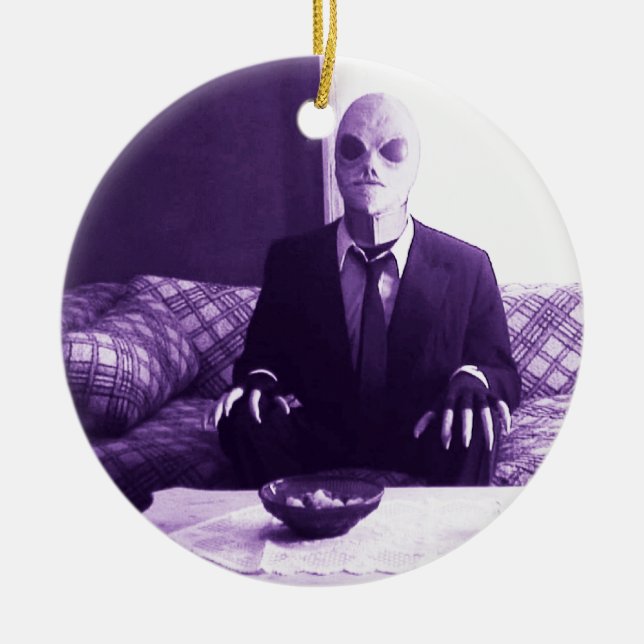 Bob the Alien Watching TV Ornament! Ceramic Ornament (Front)