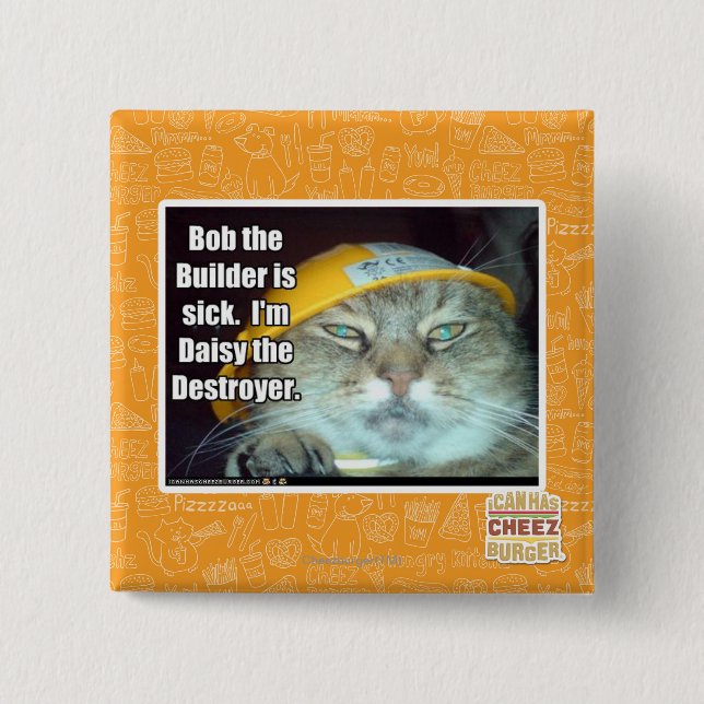 Bob the Builder is sick 15 Cm Square Badge (Front)