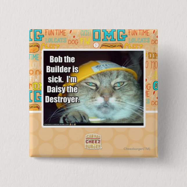 Bob the Builder is sick 15 Cm Square Badge (Front)