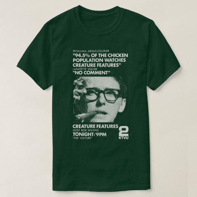 Bob Wilkins Horror Host Creature Feature T-Shirt (Design Front)