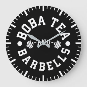 Boba and Barbells - Funny Bubble Tea Workout Large Clock