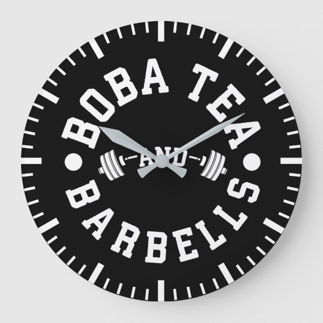 Boba and Barbells - Funny Bubble Tea Workout Large Clock (Front)