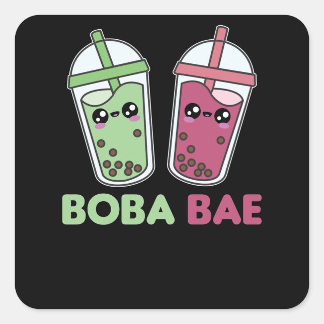 Boba Bae - Bubble Tea Kawaii Boba Tea Love Square Sticker (Front)