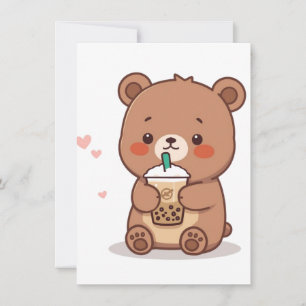 Boba Bear – Cute Bubble Tea Lover Illustration Card