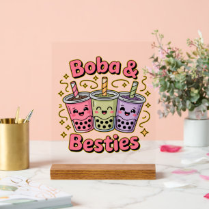 BOBA & Besties Vibes – Perfect for Boba Tea Lovers Acrylic Sign
