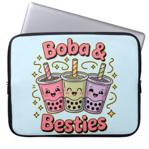 BOBA & Besties Vibes – Perfect for Boba Tea Lovers Laptop Sleeve