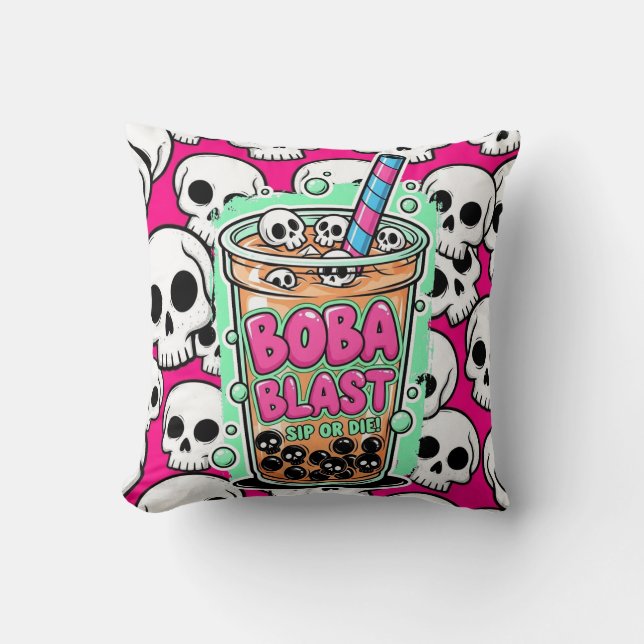 Boba Blast – Sip or Die! Cushion (Front)