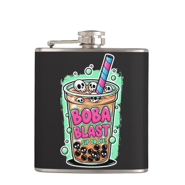 Boba Blast – Sip or Die! Flask (Front)