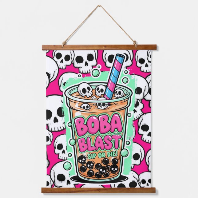 Boba Blast – Sip or Die!  Hanging Tapestry (Front)