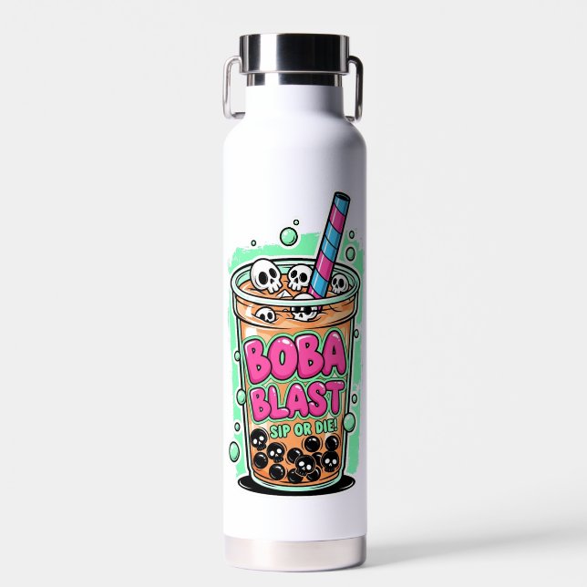 Boba Blast – Sip or Die! Insulated Bottle (Front)