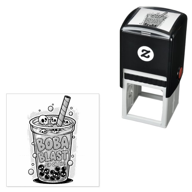 Boba Blast – Sip or Die! Self Inking Rubber Stamp (In Situ)